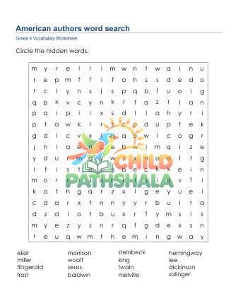 Preview of Authors Word Search