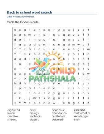 Preview of Back To School Word Search