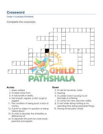 Crossword 4 Worksheet for Grade 4
