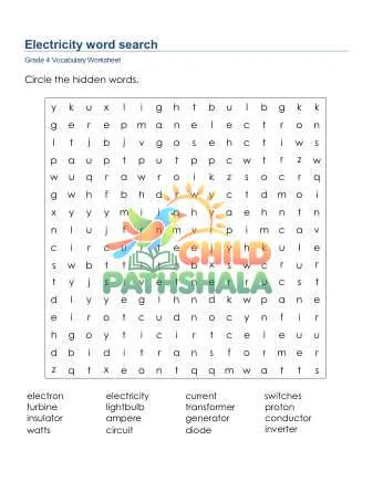 Preview of Electricity Word Search