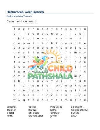 Preview of Herbivores Word Search