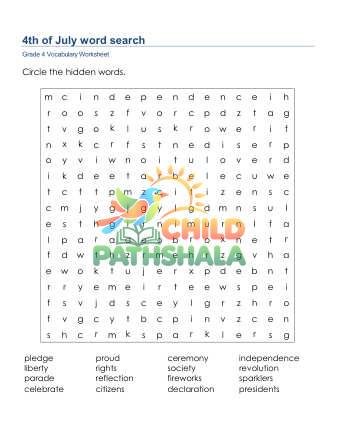 Preview of Independence Day Word Search