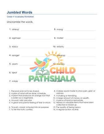Jumbled Words 2 Worksheet for Grade 4