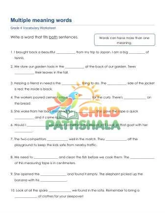 Preview of Multiple Meaning Words