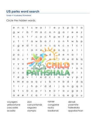 Preview of Parks Word Search