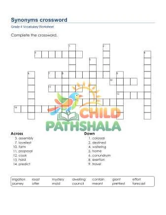 Preview of Synonyms Crossword