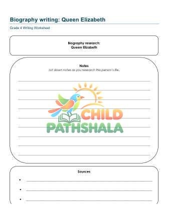 Biography Writing Zow Worksheet for Grade 4