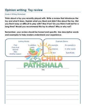 Opinion Prompt Zjz Worksheet for Grade 4