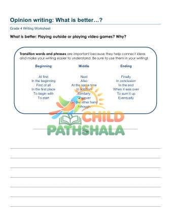 Opinion Prompt Zkz Worksheet for Grade 4