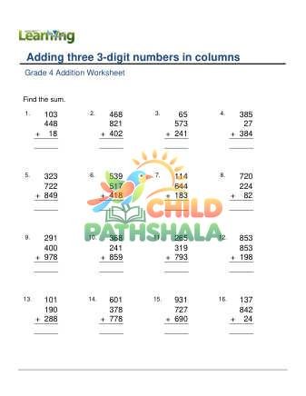 Add 3 3 Digit Numbers In Columns C