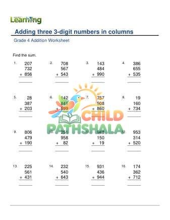 Add 3 3 Digit Numbers In Columns E