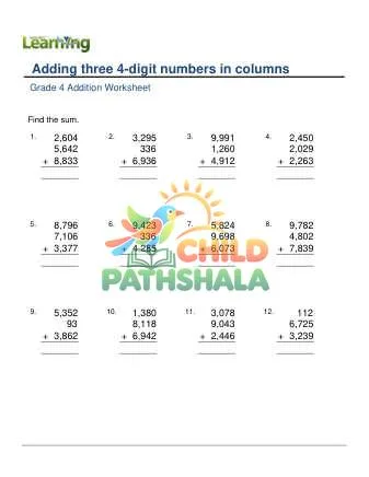 Preview of Add 3 4 Digit Numbers In Columns