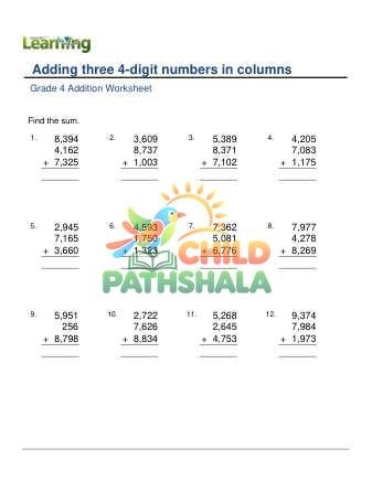 Add 3 4 Digit Numbers In Columns E