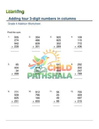 Add 4 3 Digit Numbers In Columns D