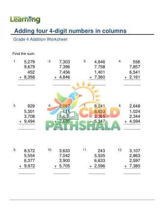 Add 4 4 Digit Numbers In Columns A