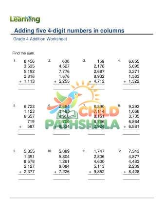 Add 5 4 Digit Numbers In Columns B