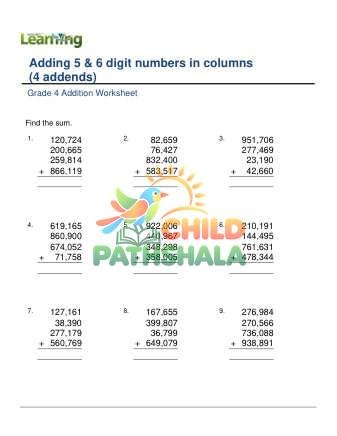 Add Four 5or6 Digit Numbers In Columns B