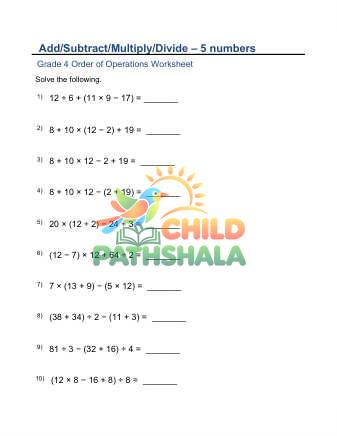 Preview of Add Subtract Multiply Divide Parenthesis Five Numbers C