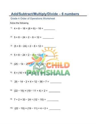 Add Subtract Multiply Divide Parenthesis Six Numbers C