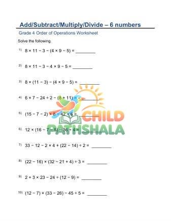 Add Subtract Multiply Divide Parenthesis Six Numbers D