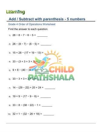 Add Subtract Parenthesis Five Numbers C