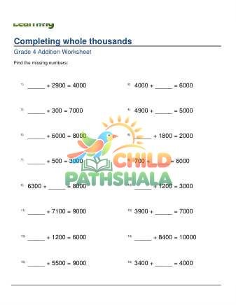 Adding Complete Whole Thousands Missing Addend C