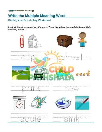 Preview of Multiple Meaning Words