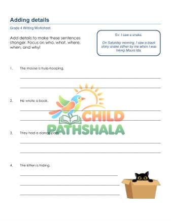 Adding Details Worksheet for Grade 4