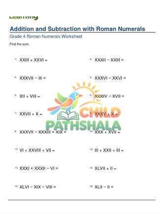 Preview of Roman Numerals Add Subtract A