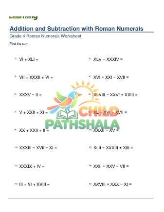 Preview of Roman Numerals Add Subtract B