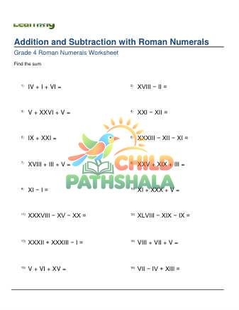 Preview of Roman Numerals Add Subtract D