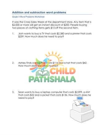 Preview of Word Problems Mixed Addition Subtraction C