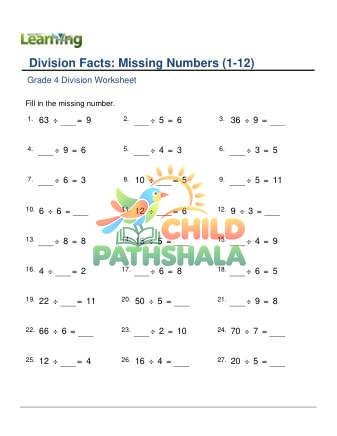 Division Facts Missing Number 1 12 C