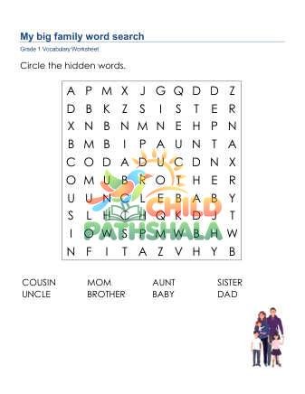 Preview of My Big Family Word Search Uppercase