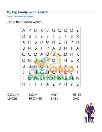 Preview of My Big Family Word Search Uppercase